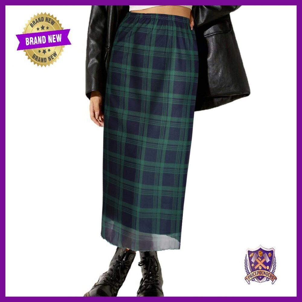 Mesh High Waist A Line Midi Skirt Swing Flared Long Skirt Small